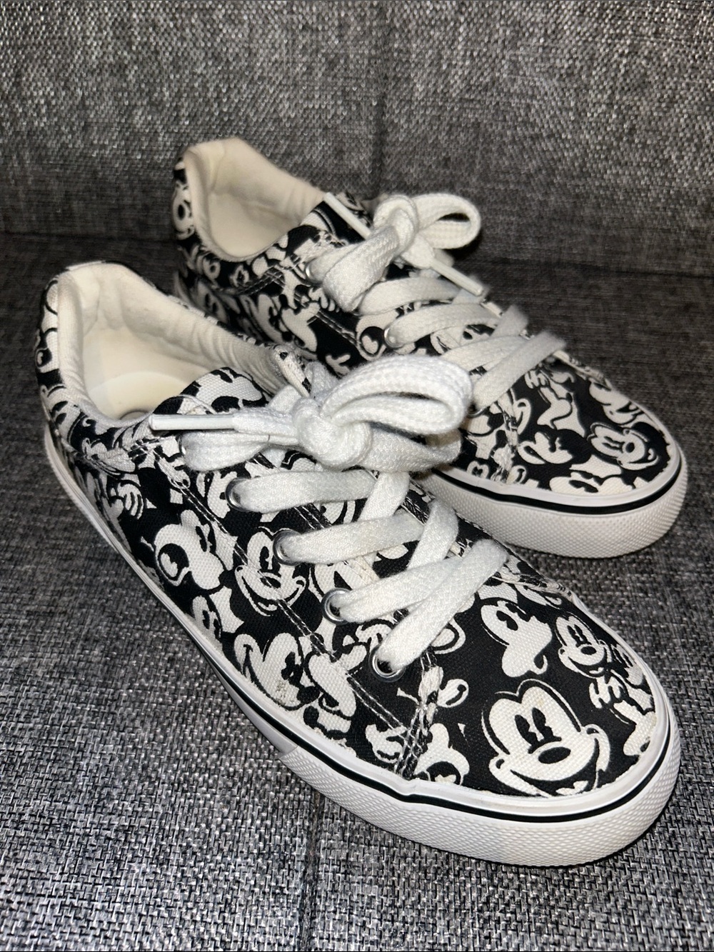 Disney Black & White Mickey Pattern Canvas Sneakers
